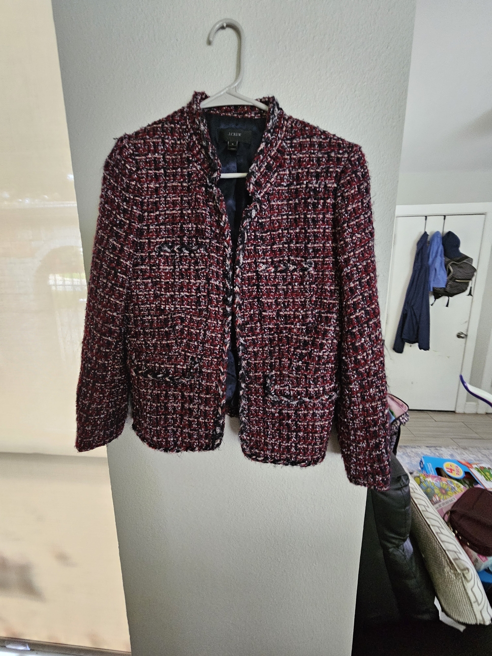 J. Crew Women's Burgundy Bouclé Tweed Jacket
